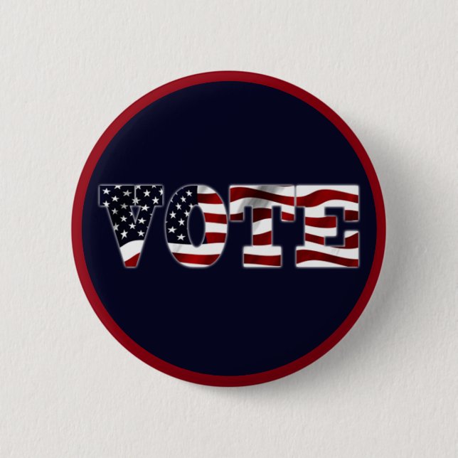Vote USA Flag Blue Red Design 2 Inch Round Button (Front)