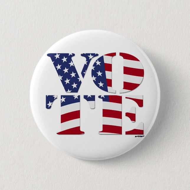 VOTE "V O T E" with US FLAG 2 Inch Round Button (Front)