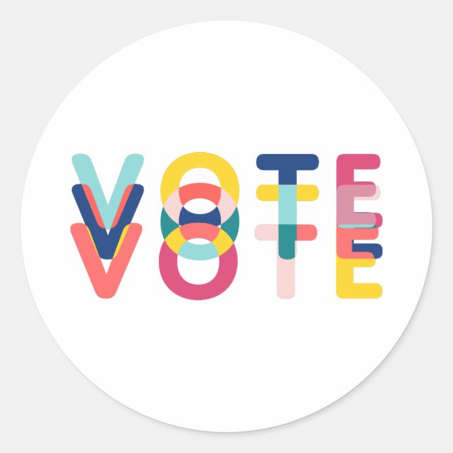 Vote Vibrant Modern Rainbow Political Classic Round Sticker (Front)