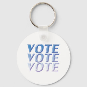 vote vote vote - blue 3 D letters white Keychain