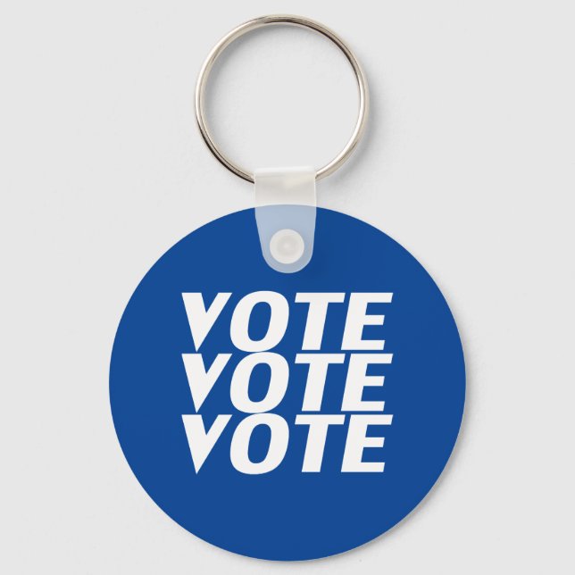 vote vote vote - blue white keychain (Front)