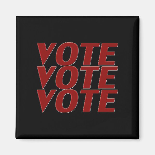 Vote vote vote modern typography red and black magnet (Front)
