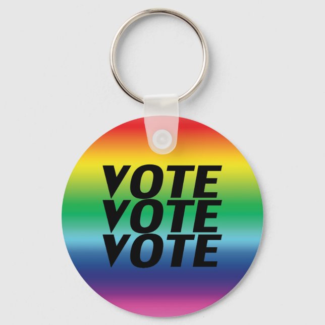 vote vote vote - pride lgbtq lgbt rainbow colours keychain (Front)