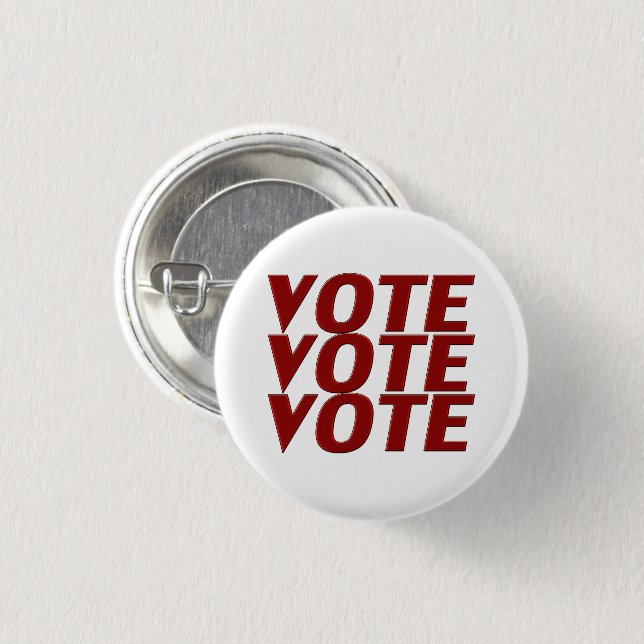 Vote vote vote red modern typography 1 inch round button (Front & Back)