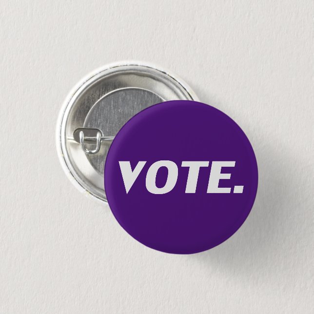 "Vote" white letters, purple violet background 1 Inch Round Button (Front & Back)