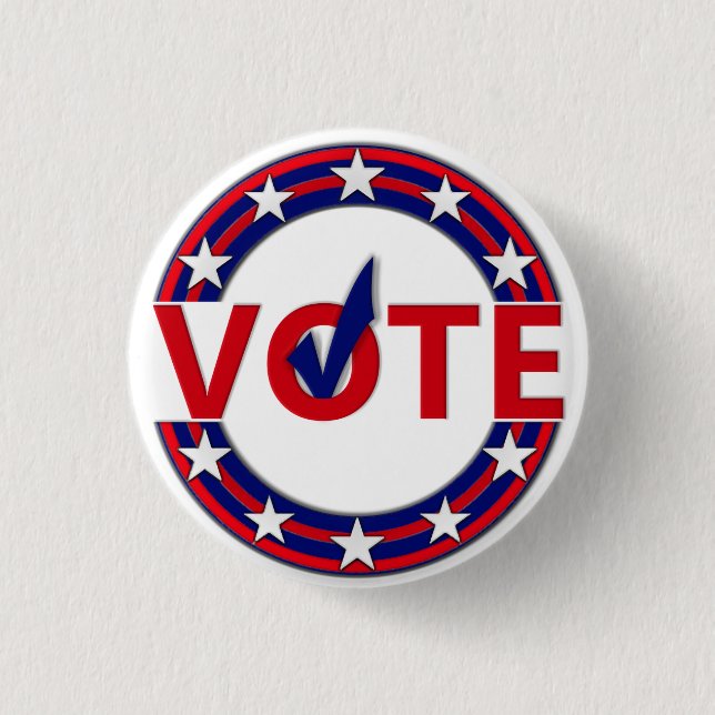 Vote with Check Mark 1 Inch Round Button (Front)