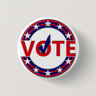 Vote with Check Mark 1 Inch Round Button