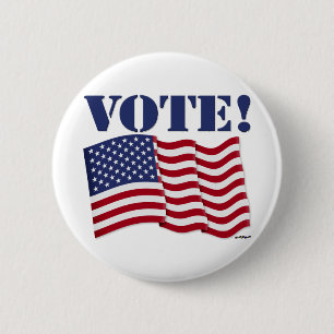 VOTE! with US Flag 2 Inch Round Button