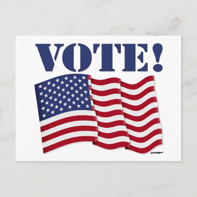 VOTE! with US Flag Postcard (Front)