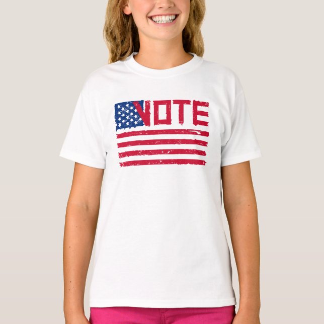 Vote With Vote with US Flag.  T-Shirt (Front)