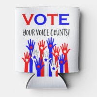 Vote! Your voice counts! Patriotic hands stars