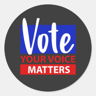 VOTE Your Voice Matters Colourful Red and Blue Classic Round Sticker