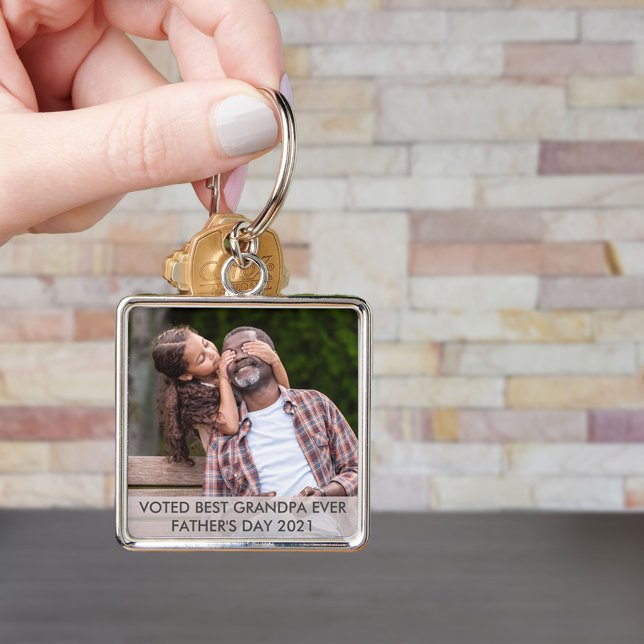 Voted Best Grandpa Ever Custom Fathers Day Photo Keychain (Creator Uploaded)
