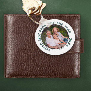 Voted Best Papa of the Year Round Photo Keychain