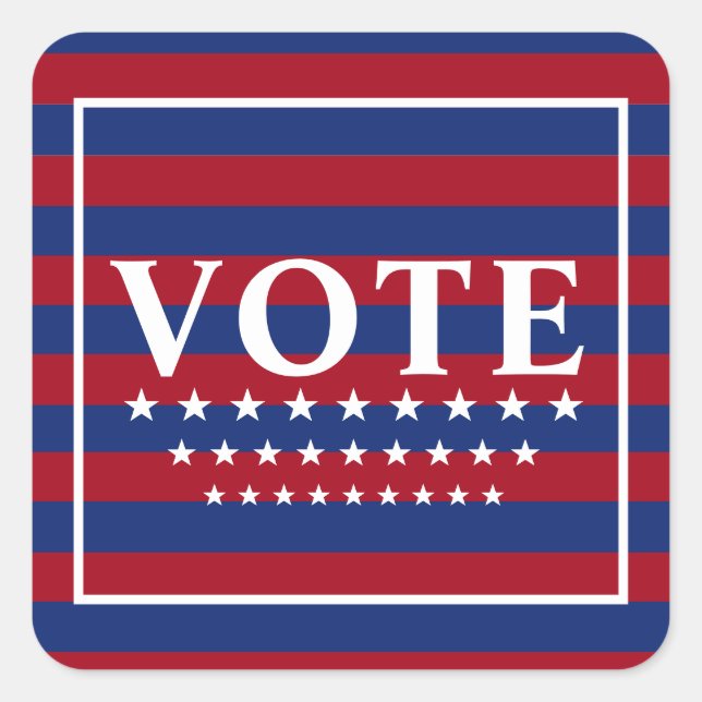 Voter Sticker Carré Red White Blue Stars (Devant)