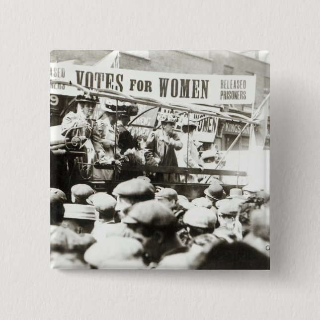 Votes for Women, August 1908 2 Inch Square Button (Front)