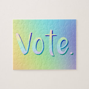 "Votez." Pastel Rainbow Gradient Jigsaw Puzzle