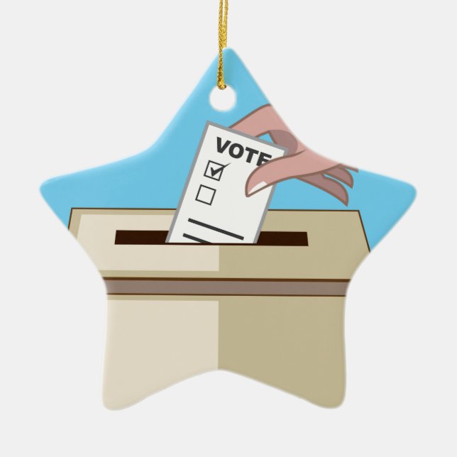 Voting Box Ceramic Ornament (Front)