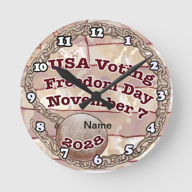 Voting Freedom Day Round Clock (Front)