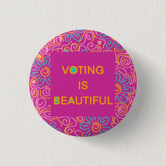 Voting is Beautiful Notebook  1 Inch Round Button (Front)