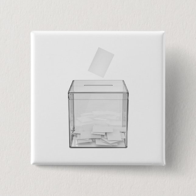 Voting paper and transparent ballot box 2 inch square button (Front)