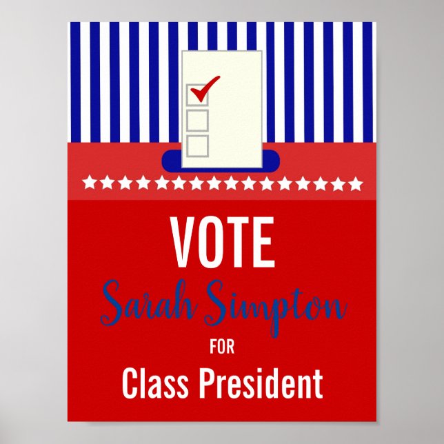 voting poster class president, student council (Front)