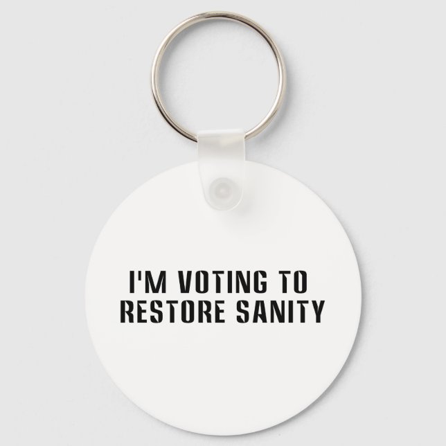 Voting To  Restore Sanity Bumper Sticker Sized Keychain (Front)