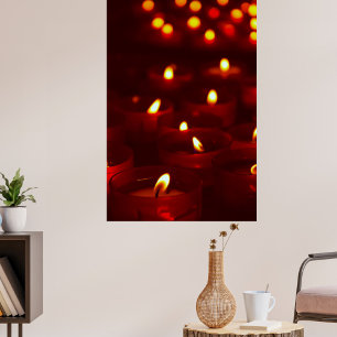 Votive candles burning in vigil photo print