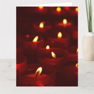 Votive candles burning in vigil thank you card