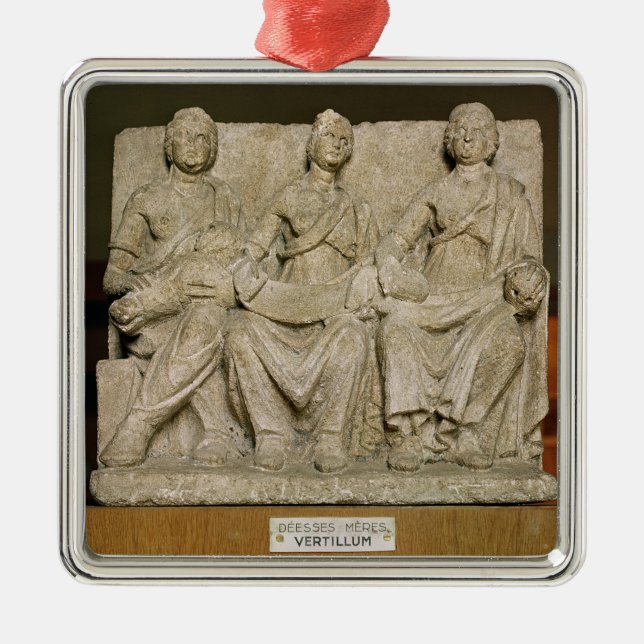 Votive sculpture of a triple mother deity metal ornament (Front)