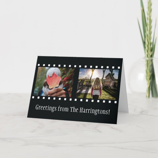 VOTRE 2 PHOTOS & TEXTE "pellicule" carte de voeux (Devant)