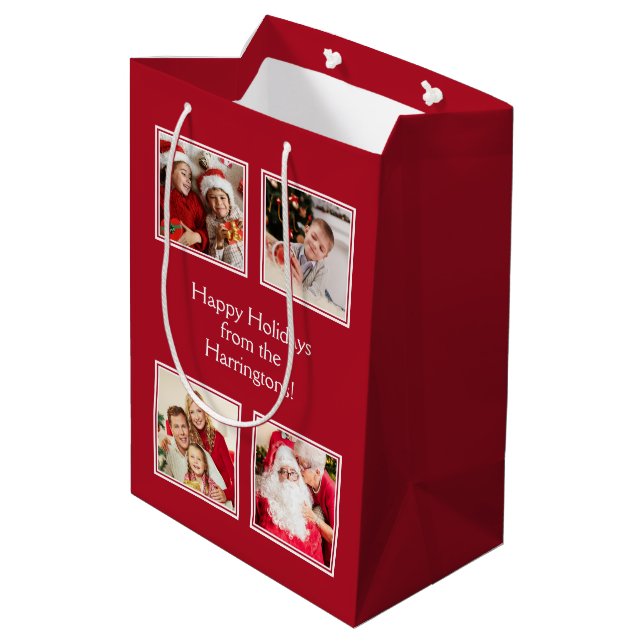 VOTRE 4 PHOTOS & TEXTE PERSONNALISÉ sac cadeau moy (Dos Angle)