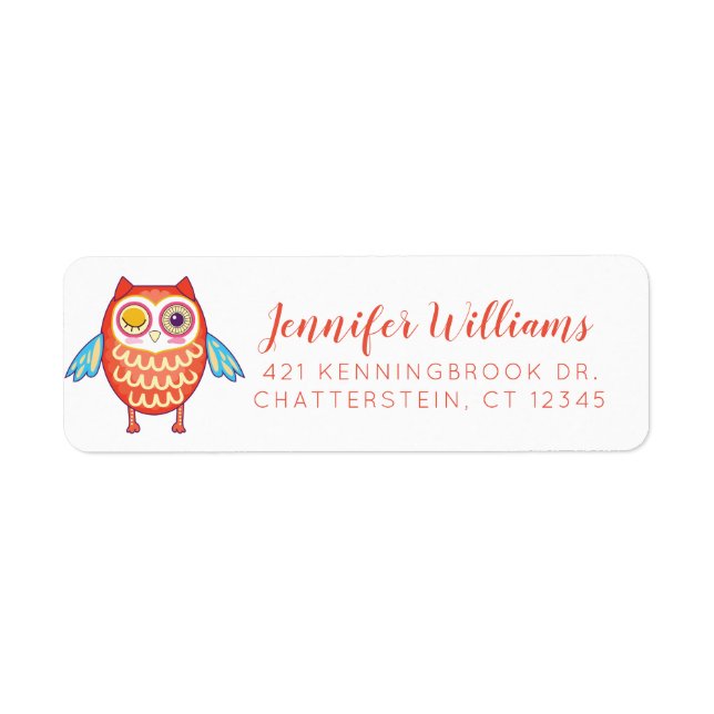 Votre adresse de nom | Cute Neon Boho Owl (Devant)