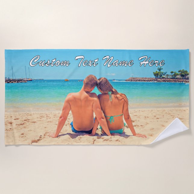 Votre cadeau de serviette de plage photo avec nom  (Devant)