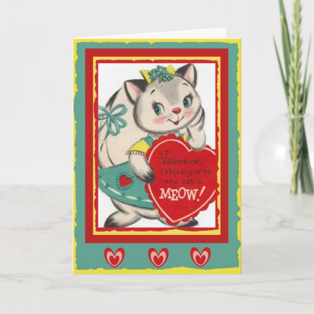 Votre carte de la Saint Valentin Meow Retro (Devant)