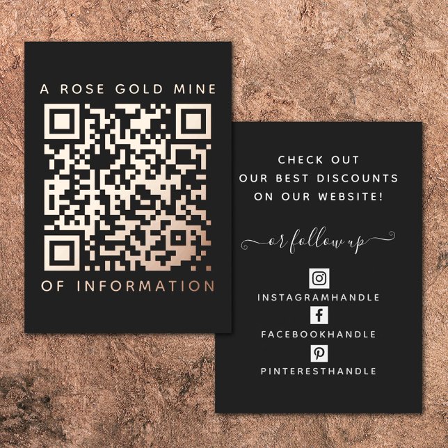 Votre carte de remise Rose noir QR Code Gold (Créateur téléchargé)