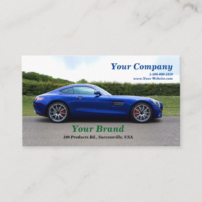 Votre carte de visite bleu de voiture de marque (Devant)
