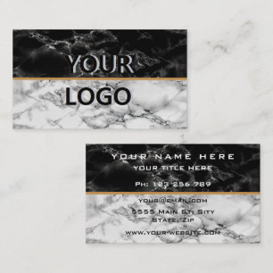 Votre Carte de visite de logo - Marbre noir blanc