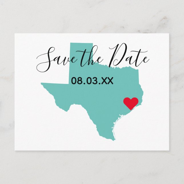 Votre carte du Texas en forme de carte pour Save t (Devant)
