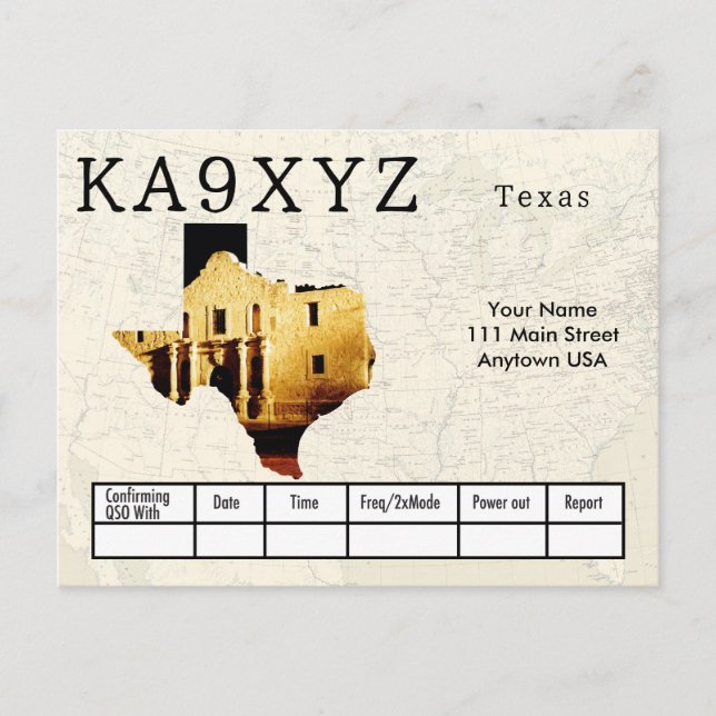 Votre carte postale QSL personnalisée découpée en  (Devant)