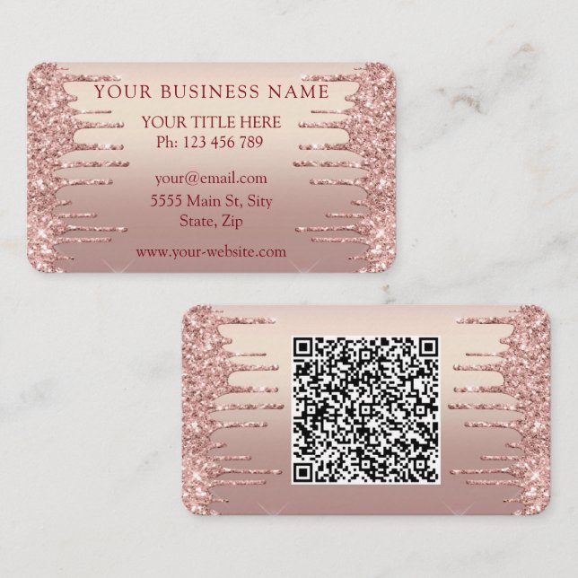 Votre code QR Carte de visite Rose Gold Blush Part (Devant / Derrière)