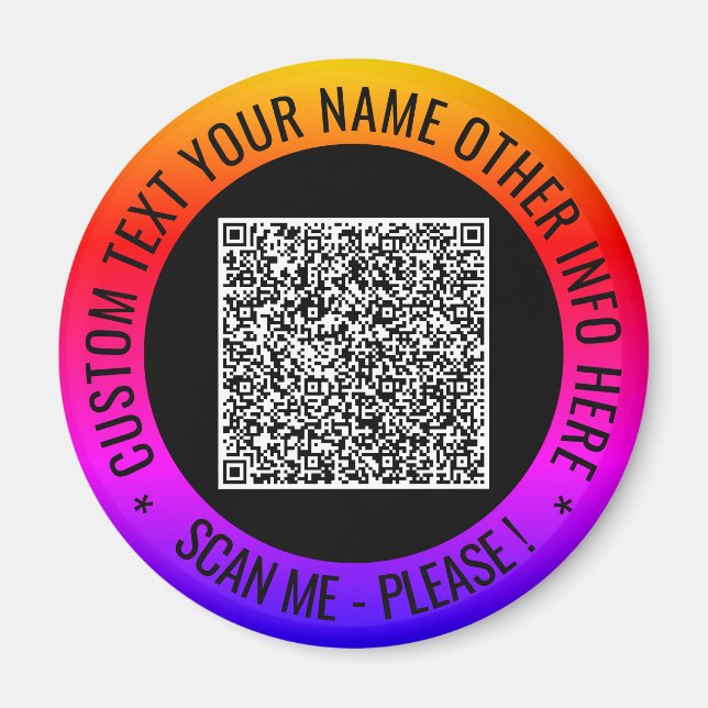 Votre code QR et le texte personnalisé Magnet pers (Devant)