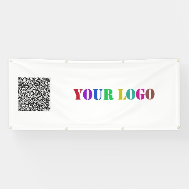 Votre code QR et logo Bannière promotionnelle d'en (Horizontal)