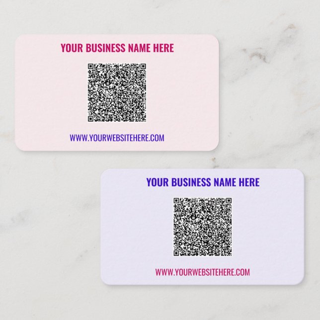 Votre code QR Informations textuelles Carte de vis (Devant / Derrière)