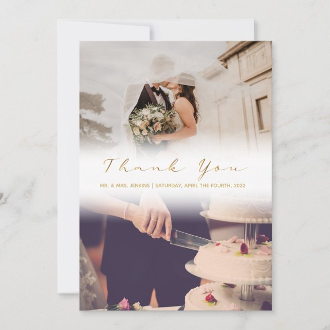 Votre effet photo mariage estompé carte de remerci (Devant)