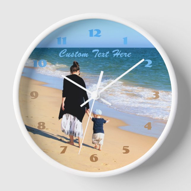 Votre horloge murale photo Texte personnalisé (Recto)