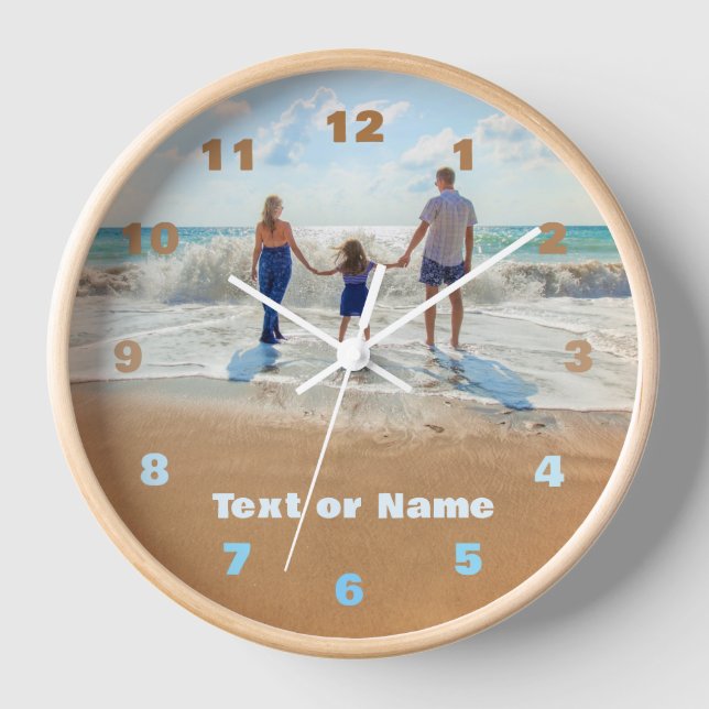 Votre horloge photo avec texte personnalisé (Recto)
