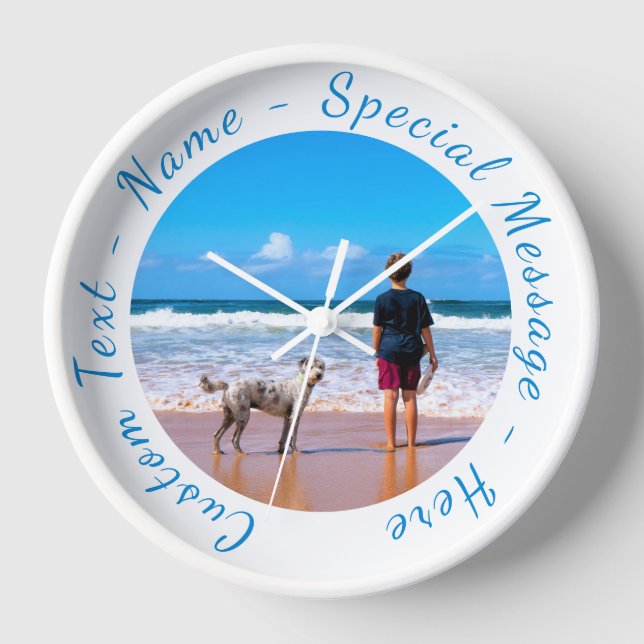 Votre horloge photo personnalisée avec du texte pe (Recto)