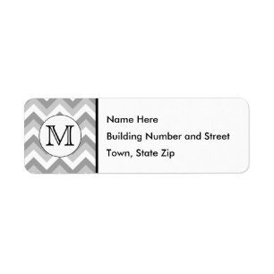 Votre lettre. Monogramme Motif gris Zigzag.