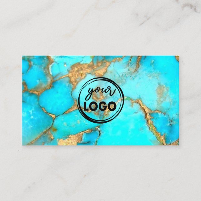 votre logo arrière - plan turquoise carte de visit (Devant)